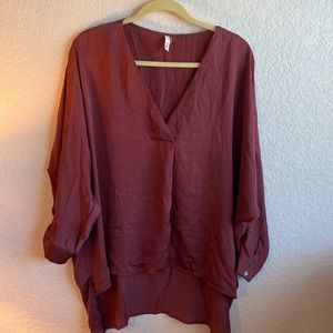 V-neck dolman sleeve blouse